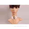 Fashion White Lace Necklace Bowknot Pearl Lace Bib Necklace